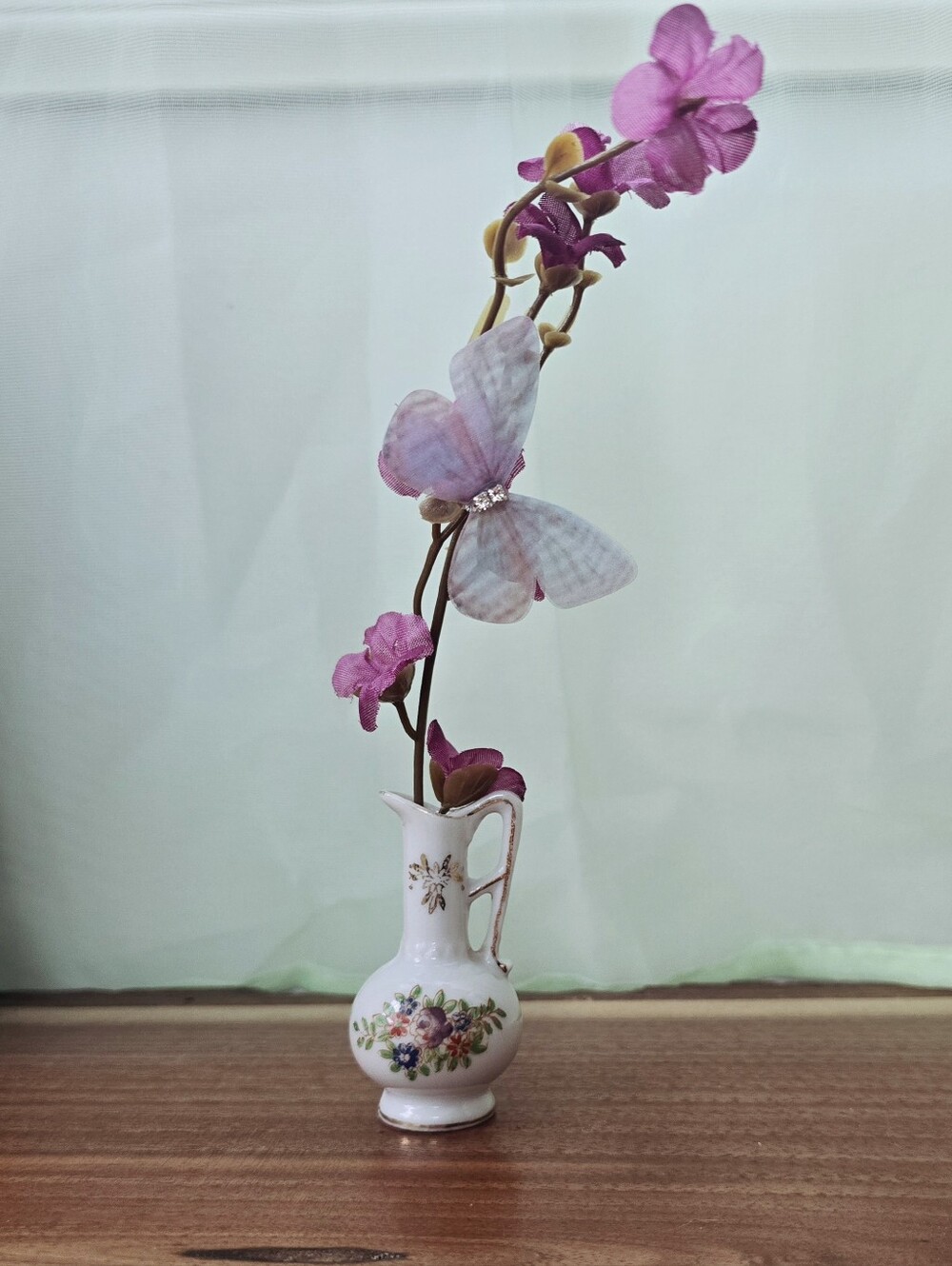 Vintage Occupied Japan Porcelain Miniature Pitcher Ewer Floral Pattern